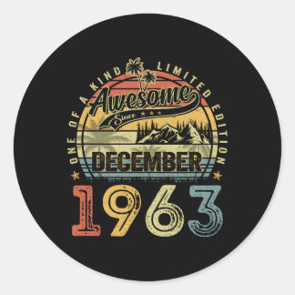 Awesome Since December 1963 60 60Th Classic Round Sticker