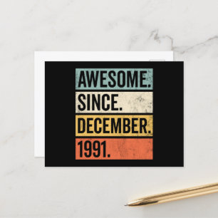 Awesome Since December 1991 Birthday Postcard