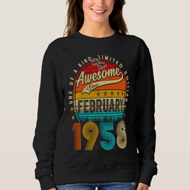 Awesome Since February 1958 65 Years Old 65th Birt Sweatshirt (Front)
