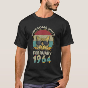 Awesome Since February 1964 58th Birthday Cat T-Shirt