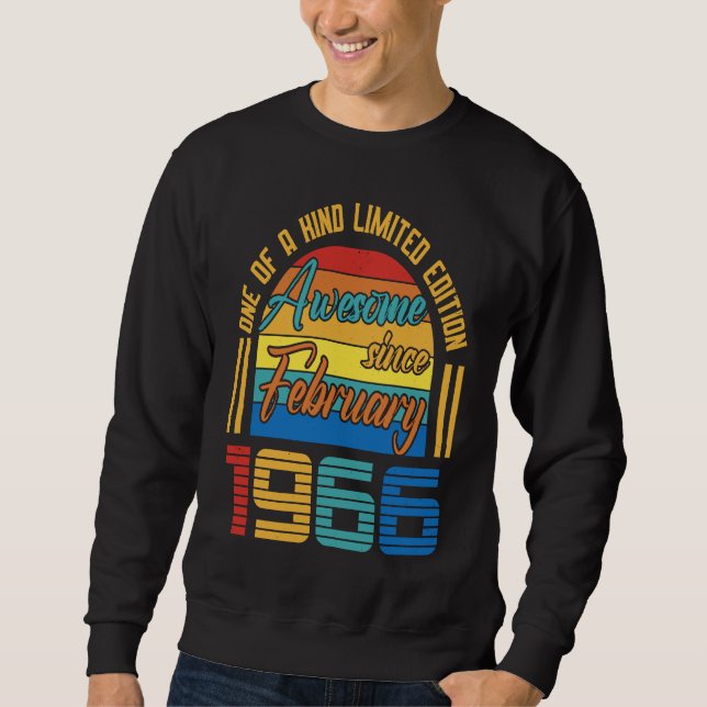 Awesome Since February 1966 57 Years Old 57th Birt Sweatshirt (Front)