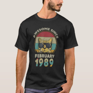 Awesome Since February 1989 33th Birthday Cat T-Shirt