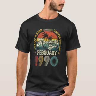 Awesome Since February 1990 Vintage 32th Birthday  T-Shirt