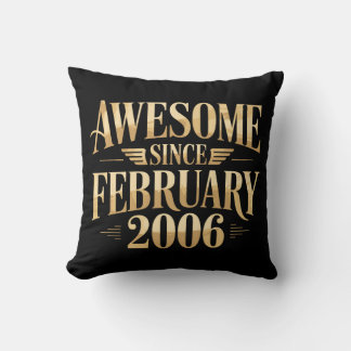 Awesome Since February 2006 Retro Birthday Cushion