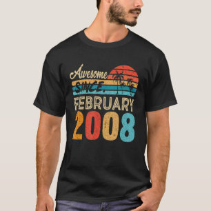Awesome Since February 2008 14 Years Old 14th Birt T-Shirt