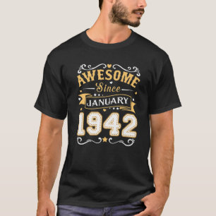 Awesome Since January 1942 80 Years Old 80Th Birth T-Shirt