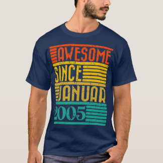 Awesome Since January 2005 19 Years Old 19th Birth T-Shirt
