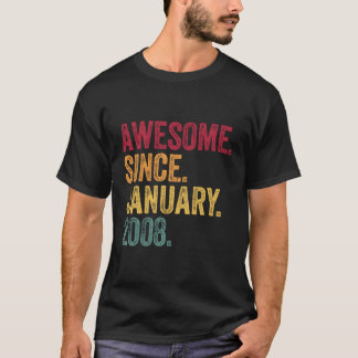 Awesome Since January 2008 13Th Birthday Gift Retr T-Shirt