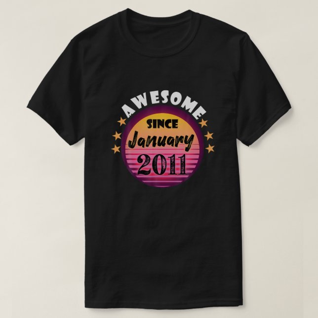 Awesome Since January 2011 Birthday 2011 January V T-Shirt (Design Front)