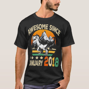 Awesome Since January 2018 Dinosaur 3rd Birthday G T-Shirt
