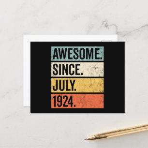 Awesome Since July 1924 Birthday Retro Postcard