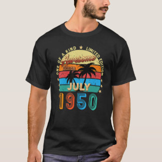 Awesome Since July 1950 72nd Birthday  Retro T-Shirt