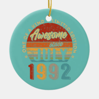 Awesome Since July 1992 Vintage 30th Birthday  Ceramic Ornament