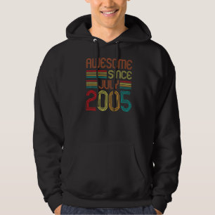 Awesome Since July 2005 Vintage 17th Birthday 17 Y Hoodie