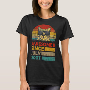 Awesome Since July 2007 16th Birthday Cat T-Shirt