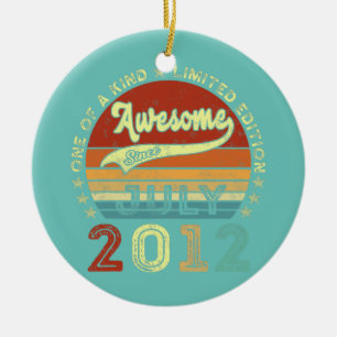 Awesome Since July 2012 10th Birthday 10 Year Old Ceramic Ornament