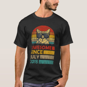 Awesome Since July 2018 5th Birthday Cat T-Shirt