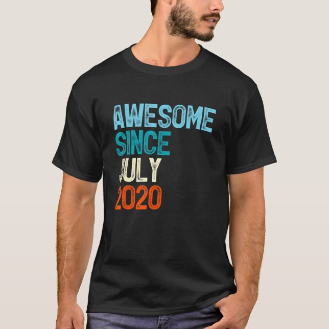 Awesome Since July 2020 2nd Birthday 2 Years Old B T-Shirt (Front)