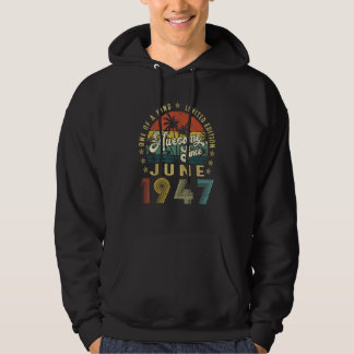 Awesome Since June 1947 Vintage 75th Birthday For  Hoodie