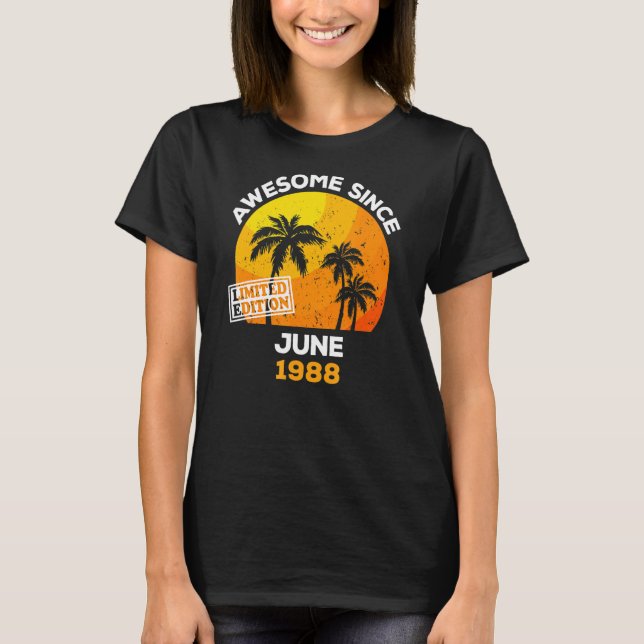 Awesome Since June 1988 Retro Men & Women Birthday T-Shirt (Front)