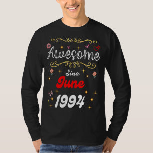 Awesome Since June 1994 Birthday Flowers & Butterf T-Shirt
