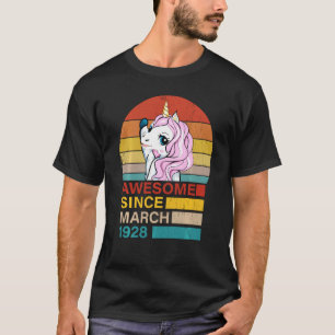Awesome Since March 1928 Unicorn 93 Year Old Birth T-Shirt