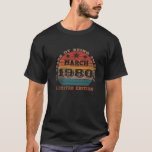 Awesome Since March 1980 40Th Birthday Gift Idea V T-Shirt<br><div class="desc">You were born in 1980? you're vintage,  original,  and a legend. This Awesome Since 1980 Birthday clothing makes a great gift idea for a fortieth birthday.This great Forties Birthday Gift- Awesome Since 1980. It has a vintage style and will be a perfect birthday present.</div>