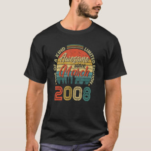 Awesome Since March 2008 Vintage 14th Birthday T-Shirt