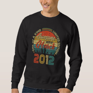 Awesome Since March 2012 Vintage 10th Birthday Sweatshirt