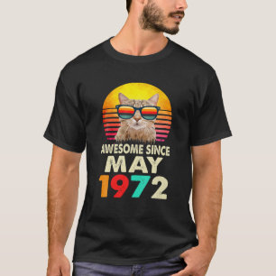 Awesome Since May 1972 51St Birthday Gift Cat Love T-Shirt