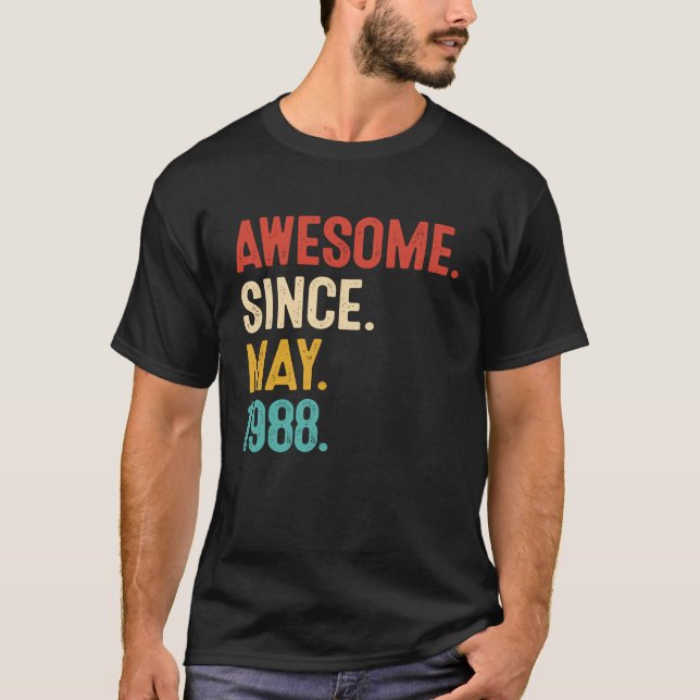 Awesome Since May 1988 35th Birthday Retro 35 Year T-Shirt (Front)