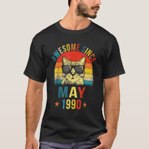 Awesome Since May 1990 32nd Birthday  Cat T-Shirt
