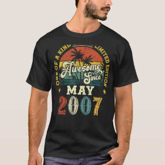 Awesome Since May 2007 Vintage 15th Birthday T-Shirt