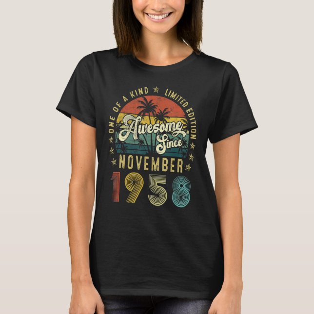 Awesome Since November 1958 64 Years Old 64th Birt T-Shirt (Front)
