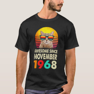 Awesome Since November 1968 54th Birthday Cat Vint T-Shirt