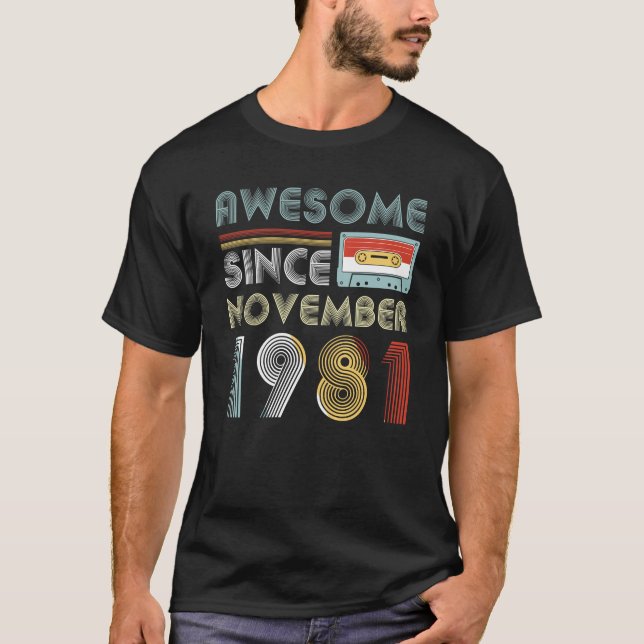 Awesome Since November 1981 Birthday Vintage T-Shirt (Front)