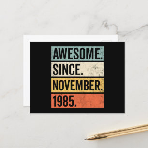 Awesome Since November 1985 Birthday Postcard