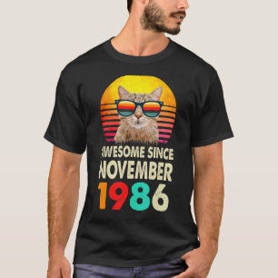 Awesome Since November 1986 36th Birthday Cat Vint T-Shirt