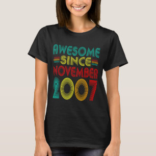 Awesome Since November 2007 Years 18th Bday Funny  T-Shirt