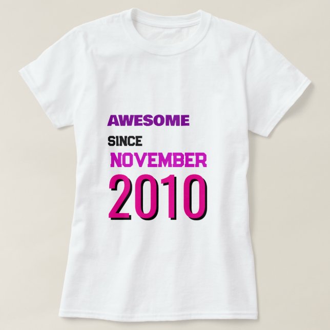 Awesome Since November [Year] Birthday T-Shirt  (Design Front)