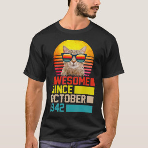 Awesome Since October 1942 80th Birthday Cat Men W T-Shirt