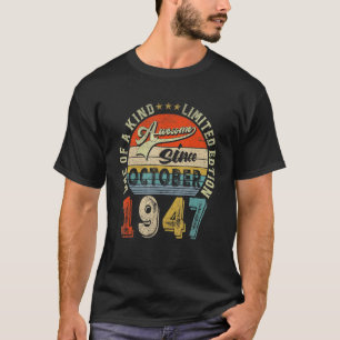 Awesome Since October 1947 75 Years Old 75th Birth T-Shirt