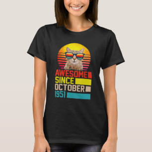 Awesome Since October 1951 71st Birthday Cat Men W T-Shirt