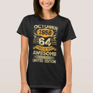 Awesome Since October 1958 64 Years Old 64th Birth T-Shirt