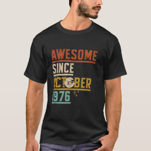 Awesome Since October 1976 Moon Cat Bat Spooky Hal T-Shirt
