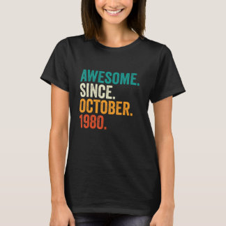 Awesome Since October 1980 42 Years Old 42nd Birt T-Shirt