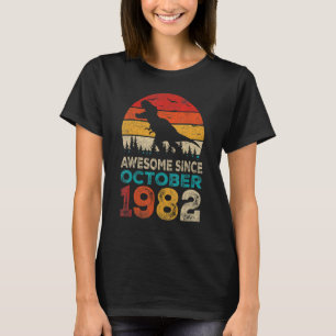 Awesome Since October 1982 40th Birthday Boy Dinos T-Shirt
