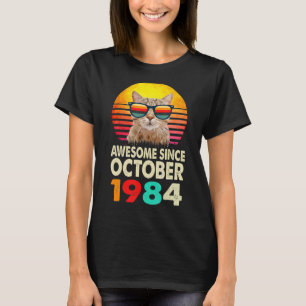 Awesome Since October 1984 38th Birthday Cat Vinta T-Shirt