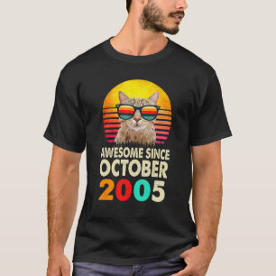 Awesome Since October 2005 17th Birthday Cat Vinta T-Shirt