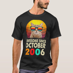 Awesome Since October 2006 16th Birthday Cat Vinta T-Shirt